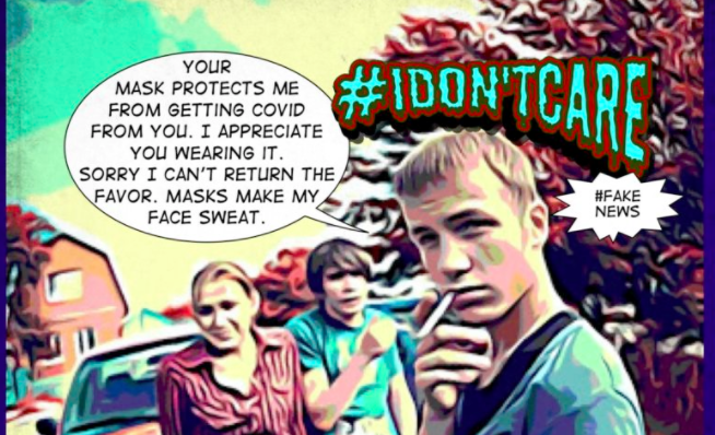 young man smoking #idon'tcare coronavirus no mask