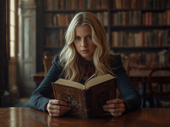 16 cinematic canva woman library book