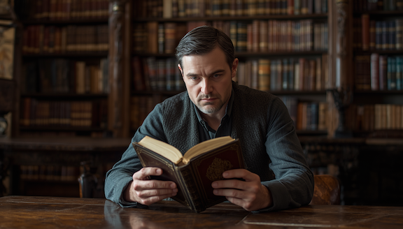 26 library man with book canva cinematic mode