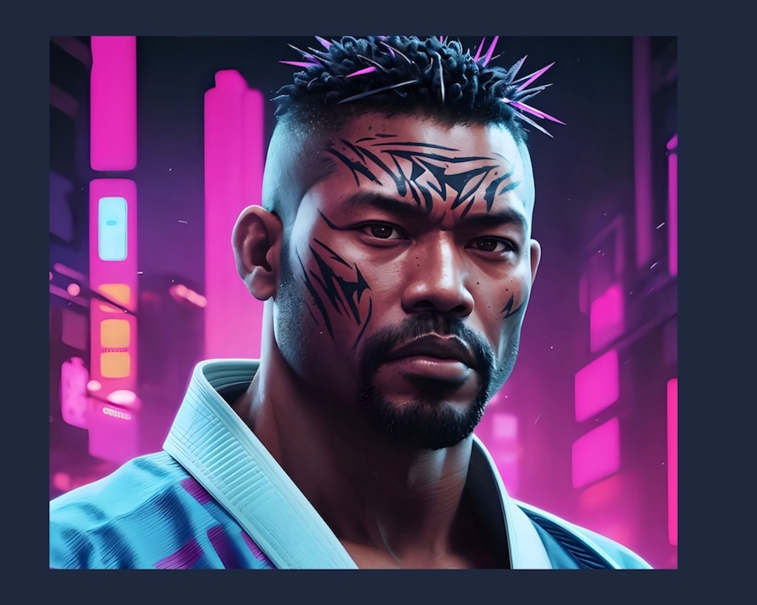 Cornerman Angel position black man jiu jitsu BJJ pink spikes in hair