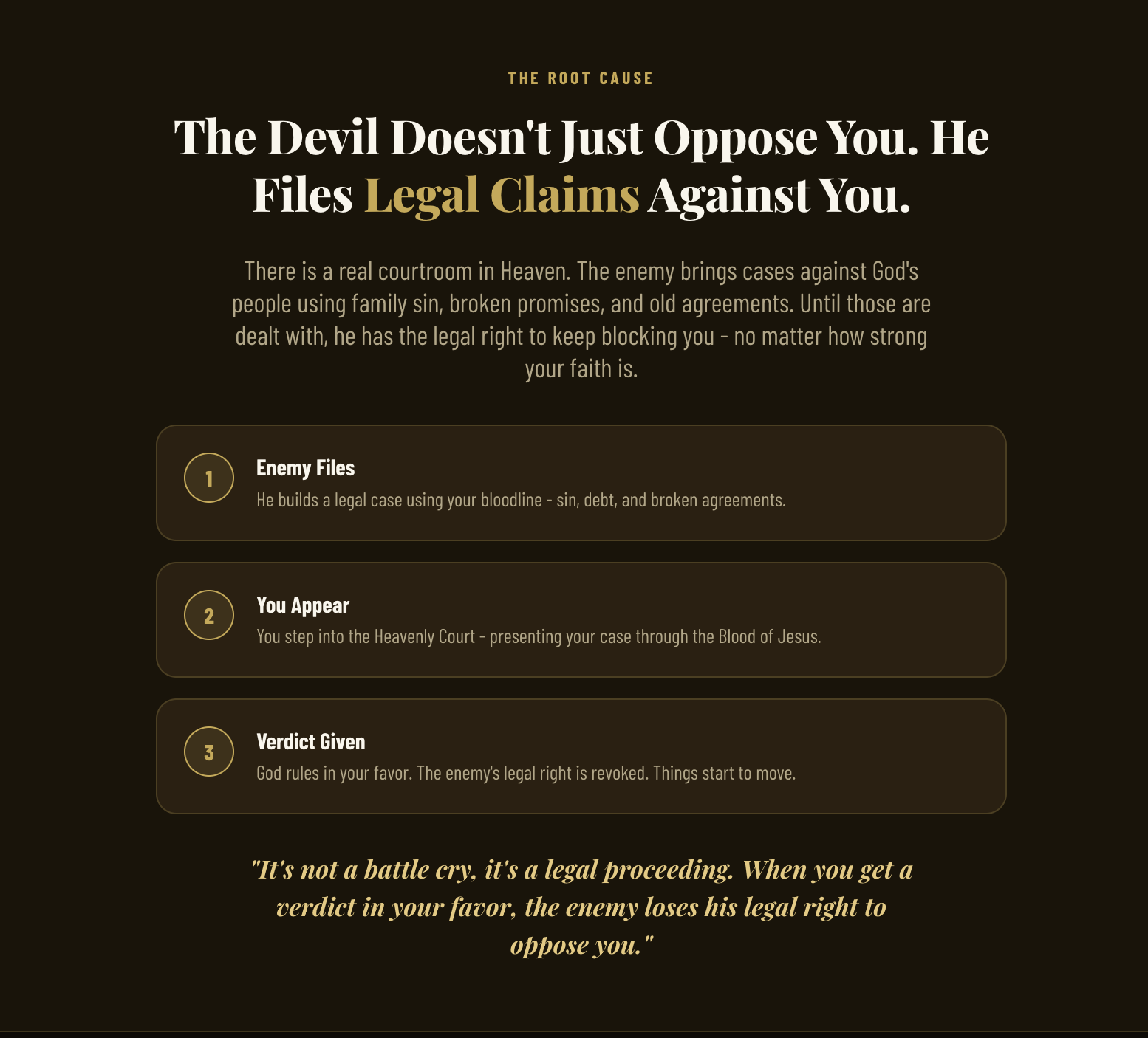 Robert Henderson COH process for filing a case and defeating Satan