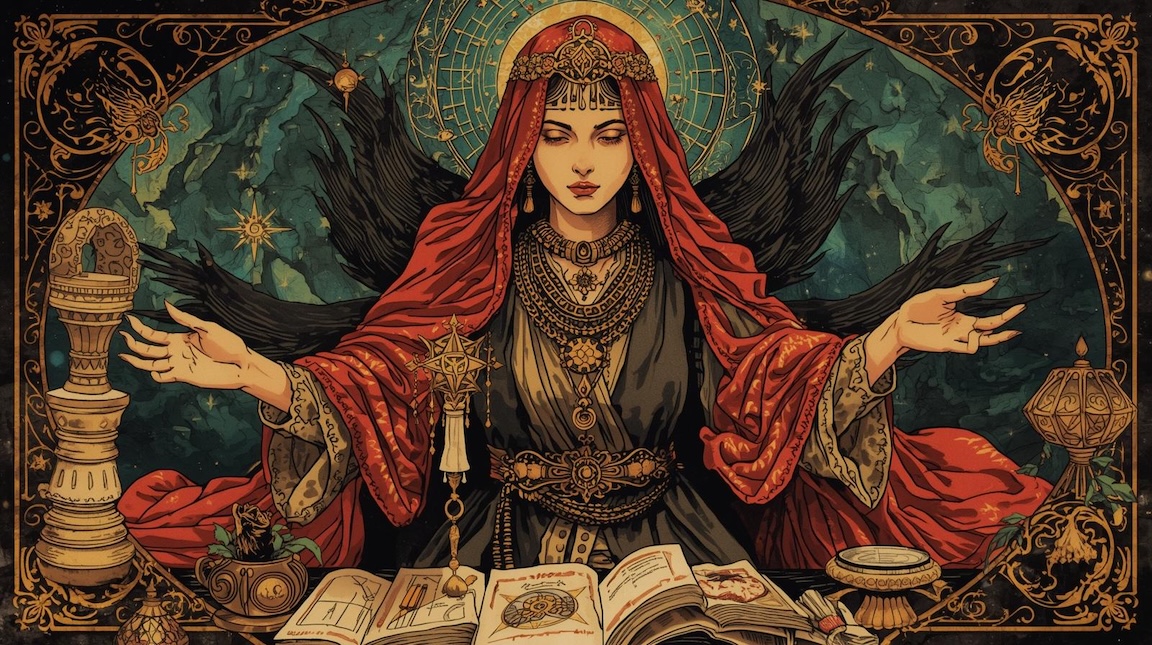 a fortune teller looks like a tarot card