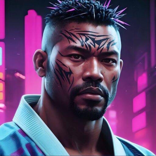 Cornerman Angel position black man jiu jitsu BJJ pink spikes in hair