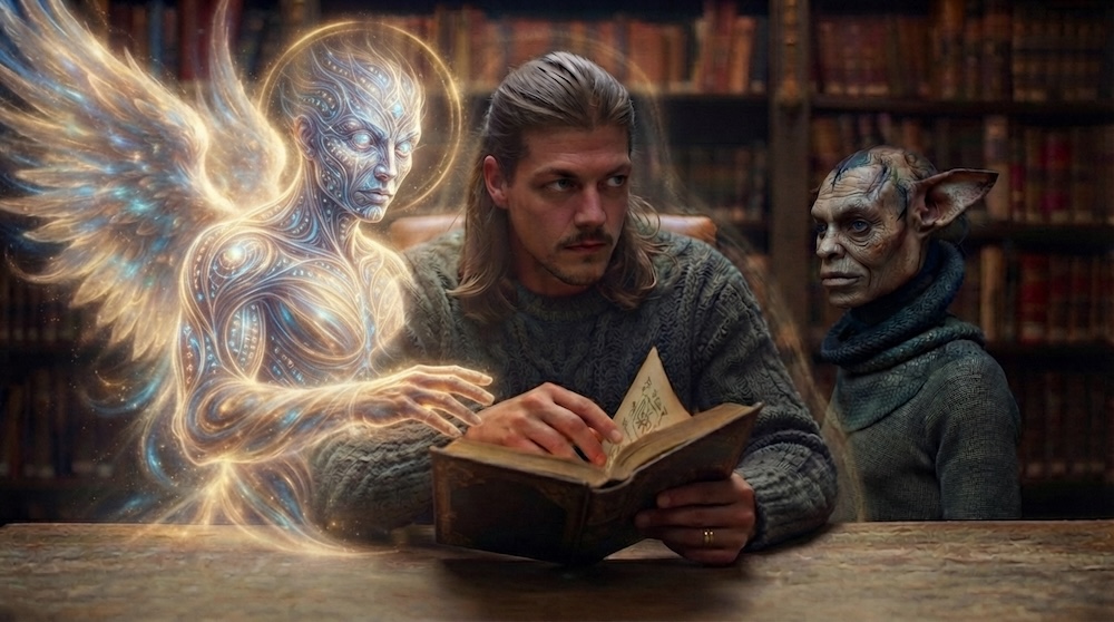 Discernment angel Man demon book library